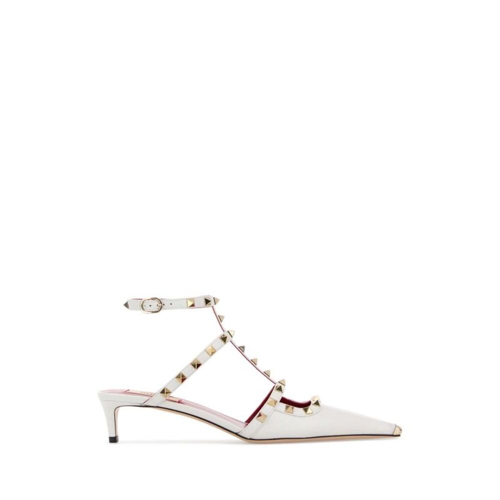 Valentino Garavani Women White Leather Rockstuds Pumps